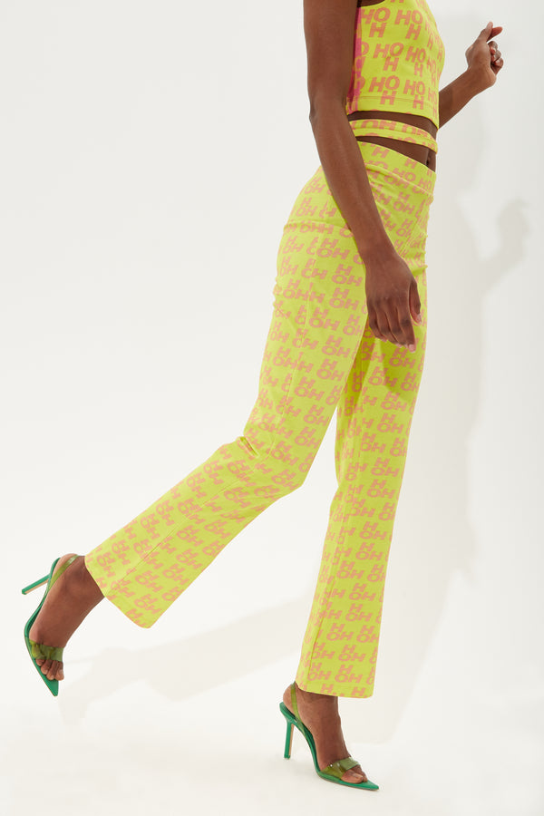House Of Holland House Of Holland Printed Jersey Trousers In Yellow