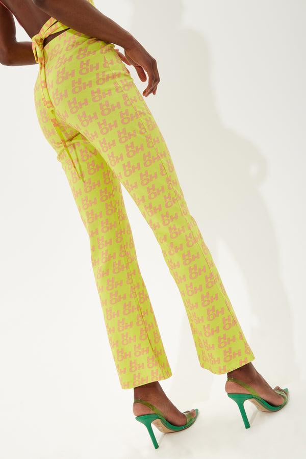 House Of Holland House Of Holland Printed Jersey Trousers In Yellow