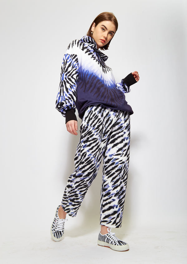 House Of Holland House Of Holland Purple And White Tie Dye Zebra Print Hoodie