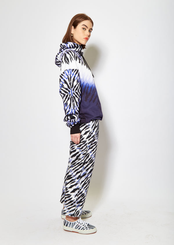 House Of Holland House Of Holland Purple And White Tie Dye Zebra Print Hoodie