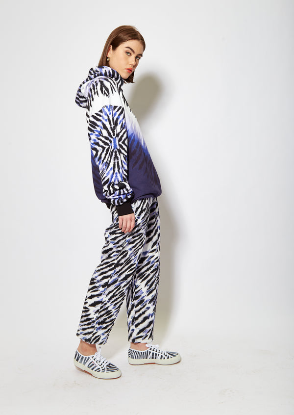 House Of Holland House Of Holland Purple And White Tie Dye Zebra Print Joggers