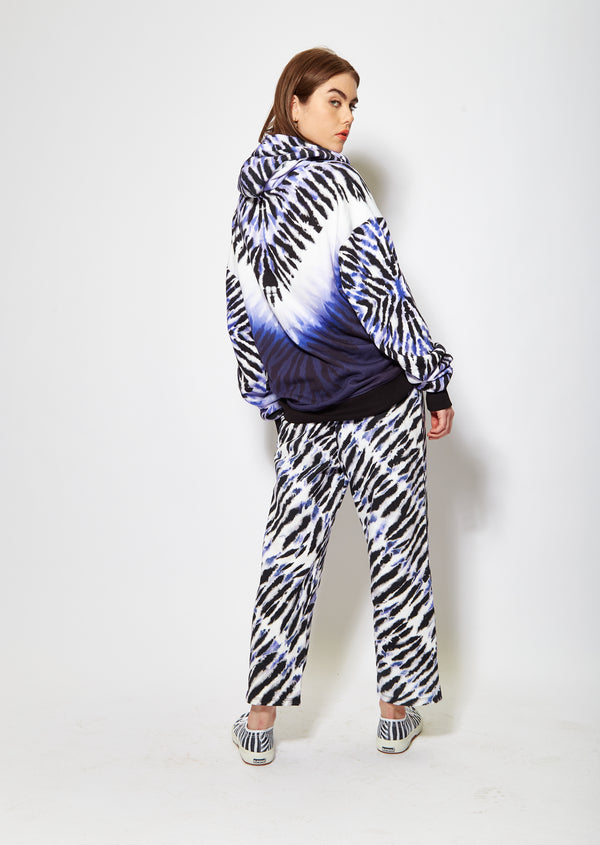 House Of Holland House Of Holland Purple And White Tie Dye Zebra Print Joggers