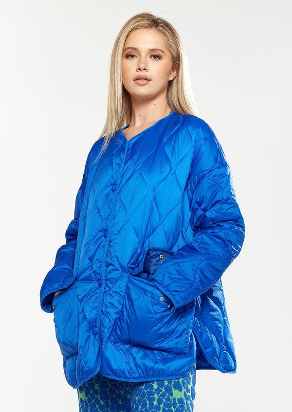 house of holland House Of Holland Quilted Jacket In Blue