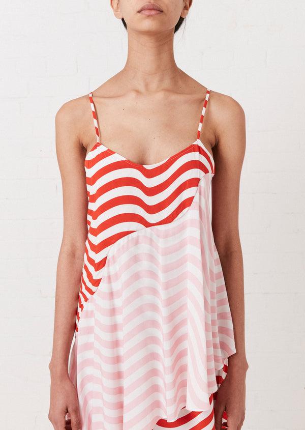 House Of Holland Red And Pink Wave Slip Dress