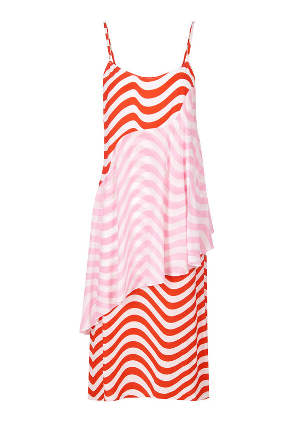 House Of Holland Red And Pink Wave Slip Dress