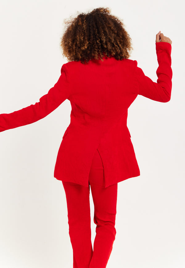 House Of Holland House Of Holland Red Block Colour Pleat Blazer