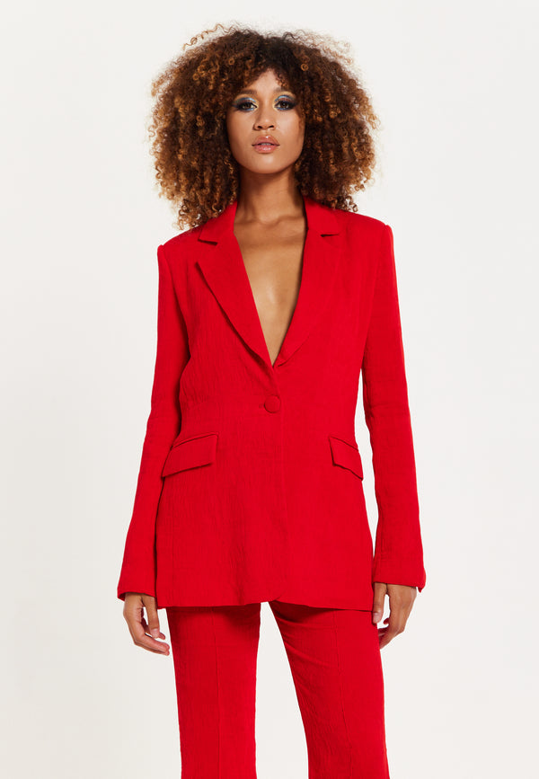 house of holland House of Holland Red Block Colour Pleat Blazer