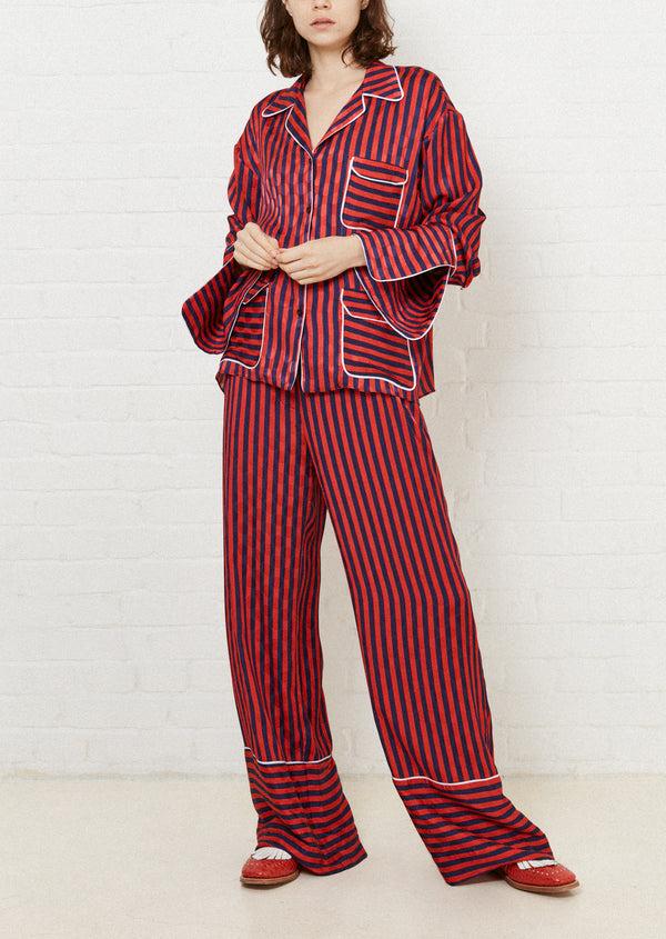 house of holland House of Holland Red & Navy Stripe Pyjama Style Trousers