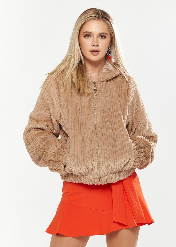 house of holland House Of Holland Ribbed Faux Fur Jacket