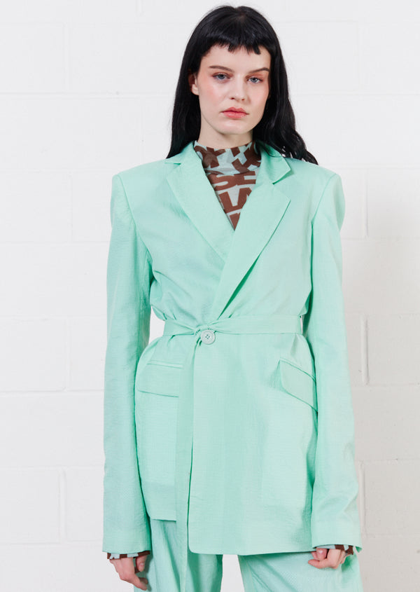 house of holland House of Holland Ripstop Tailored Jacket (Mint Green)