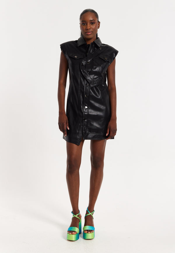 house of holland Rocker Faux Leather Twist Dress
