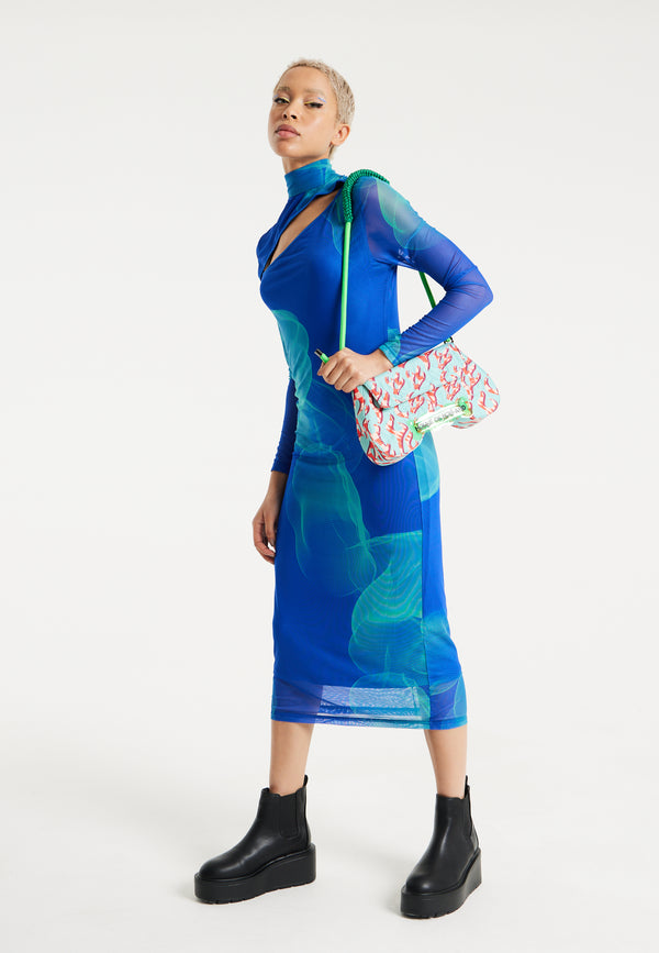 House Of Holland House Of Holland Saddle Blue And Pink Flame Bag And Quilted Logo