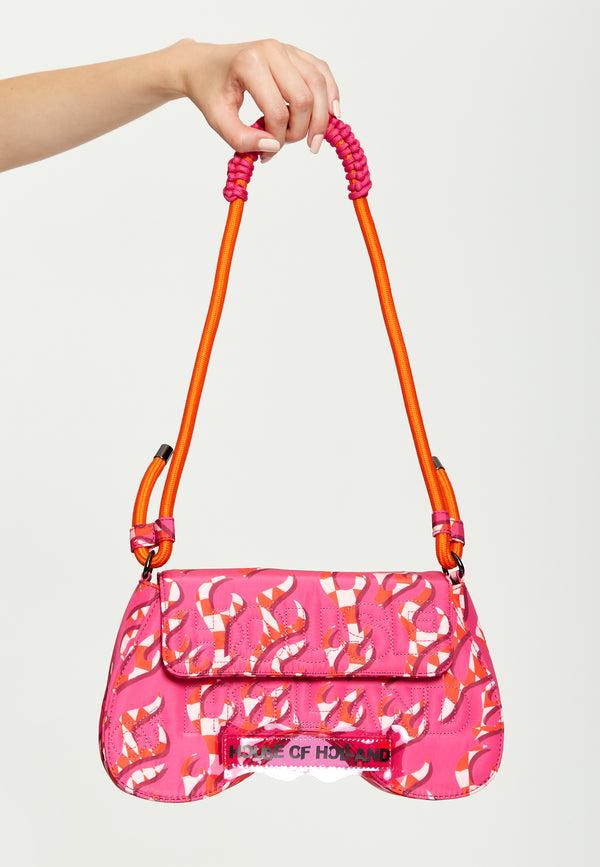 House Of Holland House Of Holland Saddle Pink Flame Bag With Quilted Logo