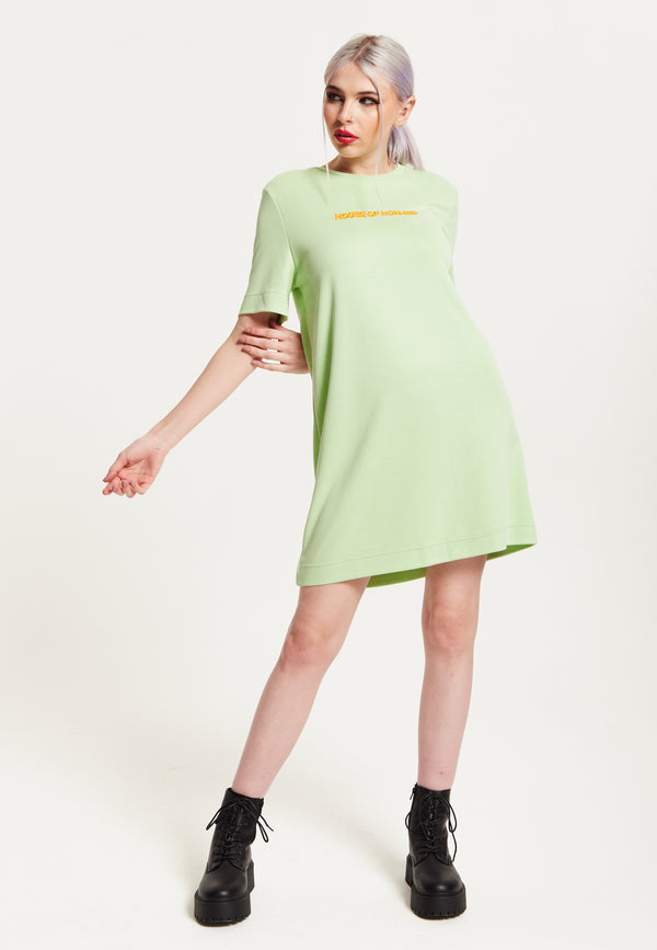 House Of Holland House Of Holland Sage Tencel T-Shirt Dress With Logo Embroidery