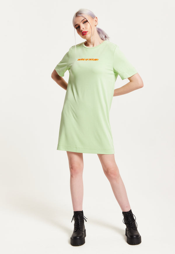 House Of Holland House Of Holland Sage Tencel T-Shirt Dress With Logo Embroidery