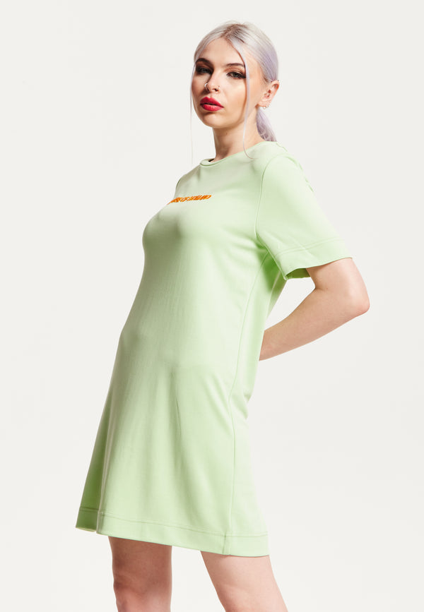 House Of Holland House Of Holland Sage Tencel T-Shirt Dress With Logo Embroidery