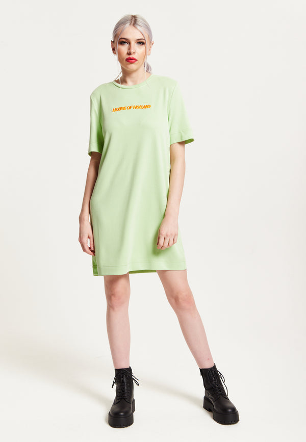 house of holland House Of Holland Sage Tencel T-Shirt Dress With Logo Embroidery