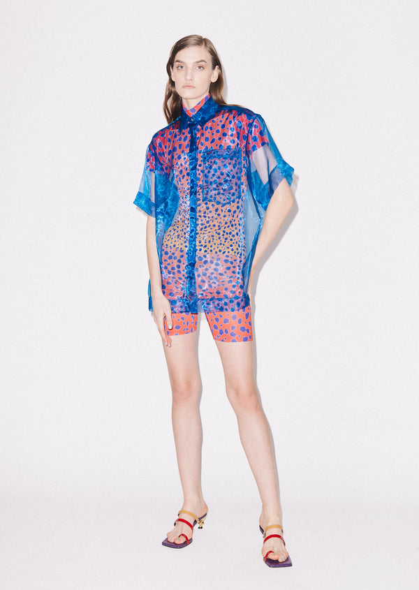 House Of Holland House Of Holland Sheer Blue Boxy Shirt