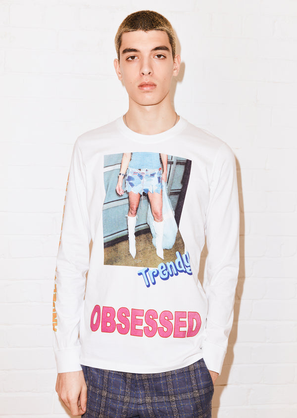 House Of Holland House Of Holland Shesvague 'Obsessed' White Long Sleeve Tee