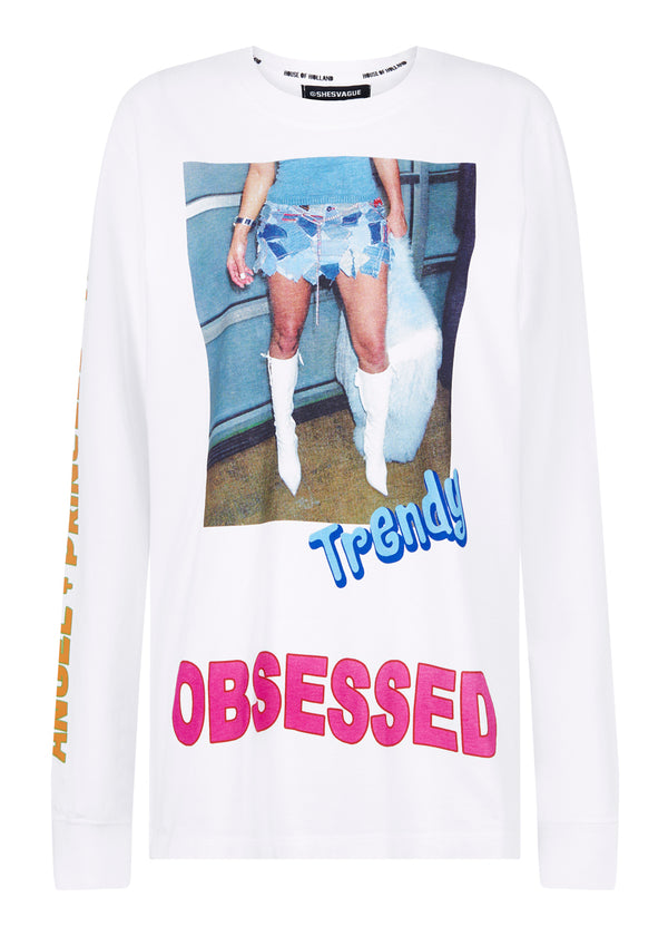 house of holland House of Holland shesvague 'Obsessed' White Long Sleeve Tee