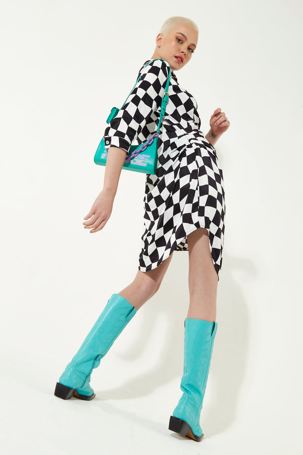 House Of Holland House Of Holland Shoulder Bag In Turquoise With ‘House’ Print