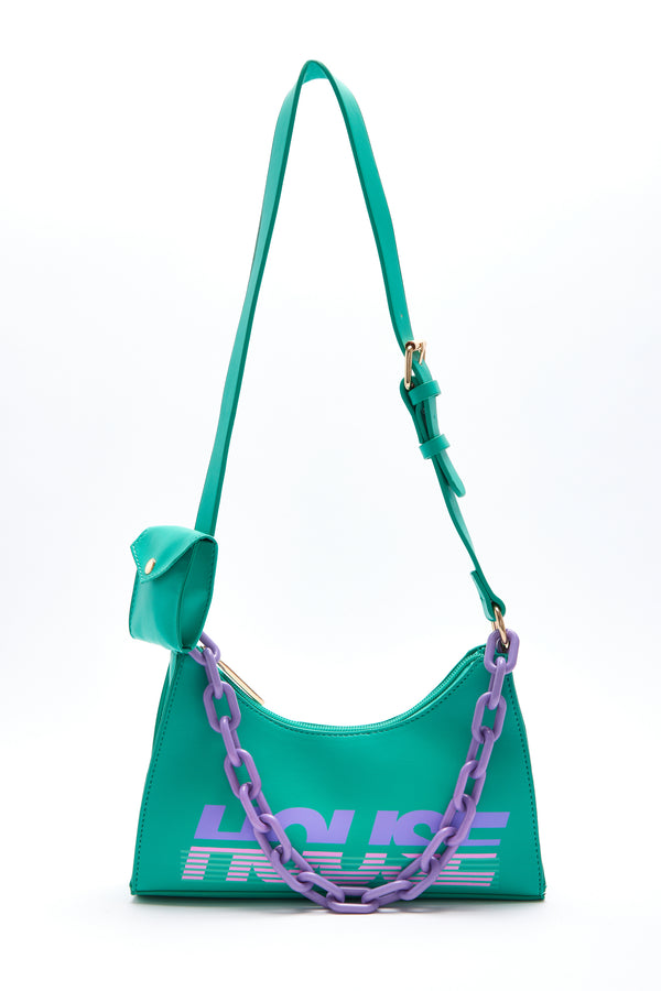 House Of Holland House Of Holland Shoulder Bag In Turquoise With ‘House’ Print