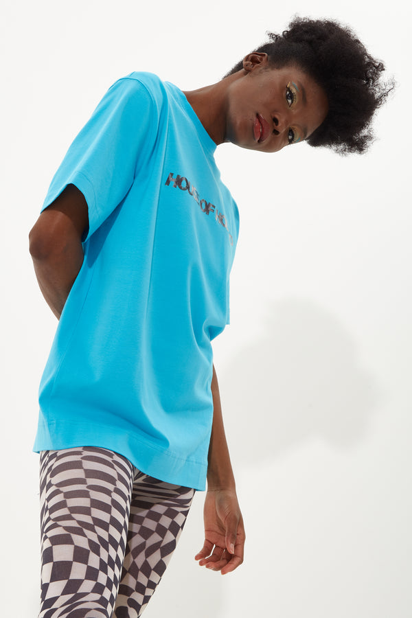 House Of Holland House Of Holland Sky Blue Transfer Printed T-Shirt