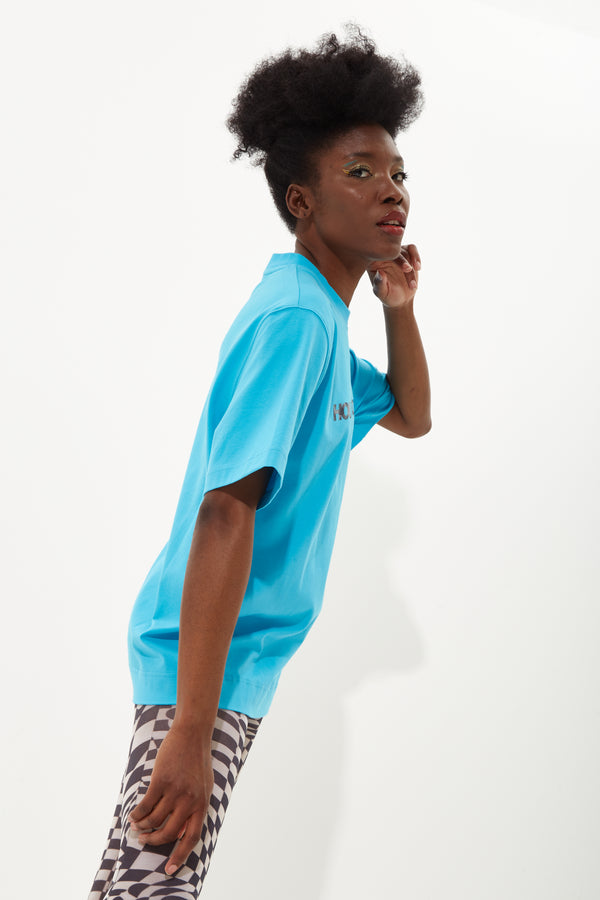 House Of Holland House Of Holland Sky Blue Transfer Printed T-Shirt