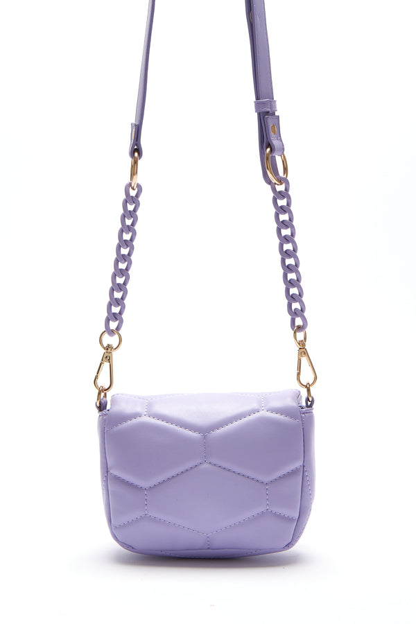 House Of Holland House Of Holland Small Cross Body Bag In Purple With A Chain Detail Strap And Printed Logo