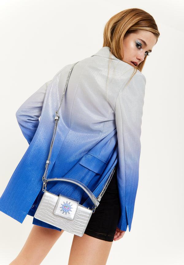 House Of Holland House Of Holland Small Crossbody Bag In Silver With Printed Logo