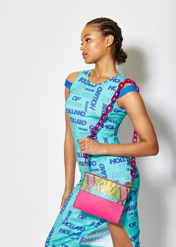 house of holland House of Holland snake print cross body bag