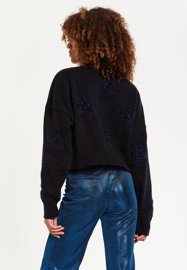 House Of Holland Sparkle Star Jumper In Black