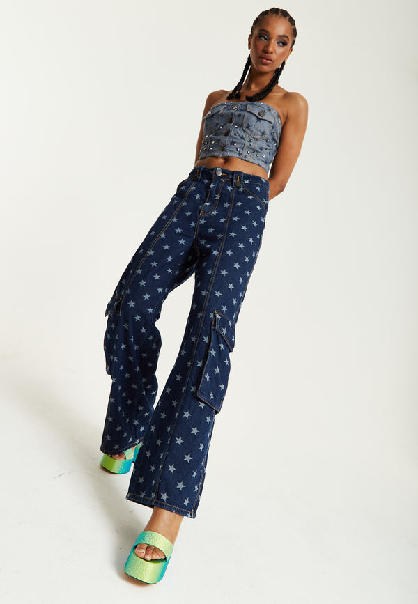 House Of Holland House Of Holland Star Print Cargo Jeans