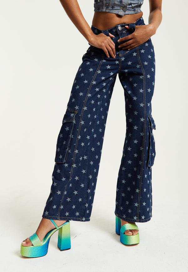 House Of Holland House Of Holland Star Print Cargo Jeans