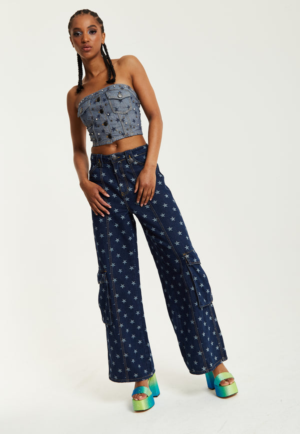 house of holland House of Holland Star Print Cargo Jeans house of holland House of Holland Star Print Cargo Jeans