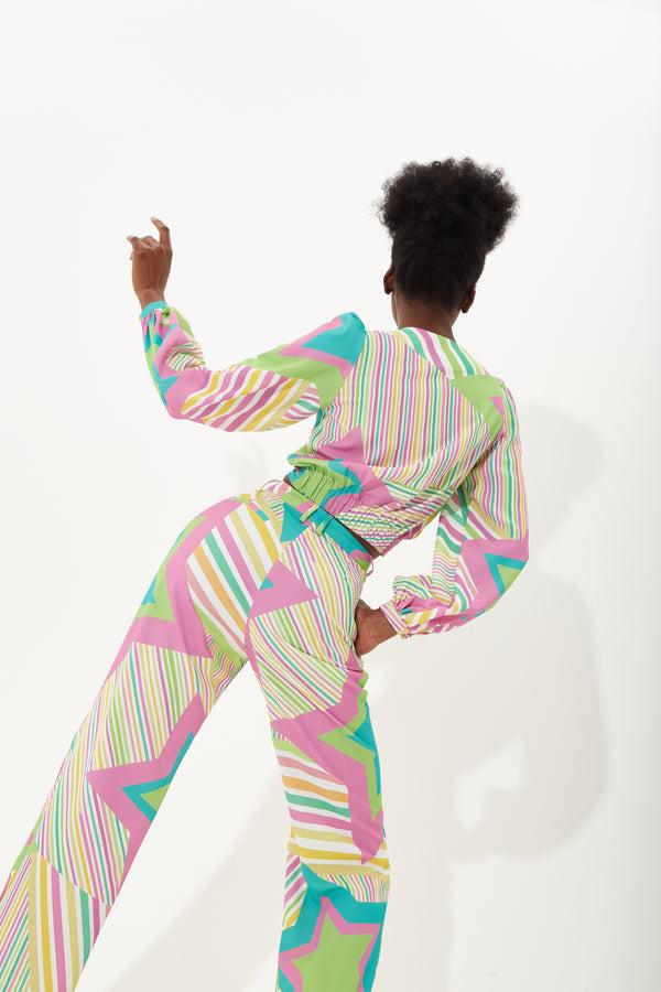 House Of Holland House Of Holland Star Print Top With A Gathered Front