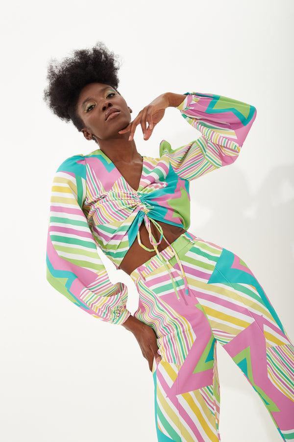 house of holland House of Holland Star Print Top with a Gathered Front house of holland House of Holland Star Print Top with a Gathered Front