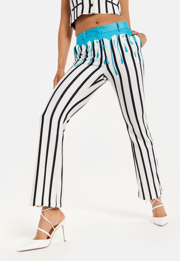House Of Holland HOUSE OF HOLLAND STRIPE BLUE DRIP PRINTED TROUSERS