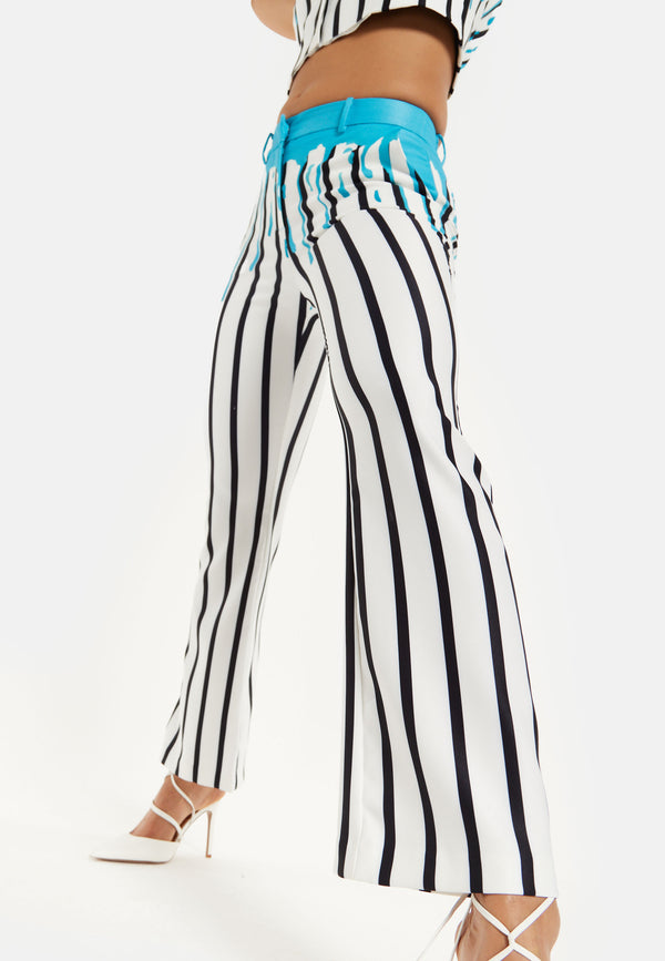 House Of Holland HOUSE OF HOLLAND STRIPE BLUE DRIP PRINTED TROUSERS