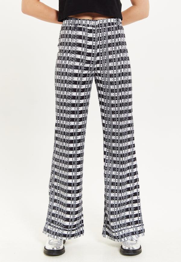 house of holland House Of Holland Striped and Logo Printed Trousers in Black and White