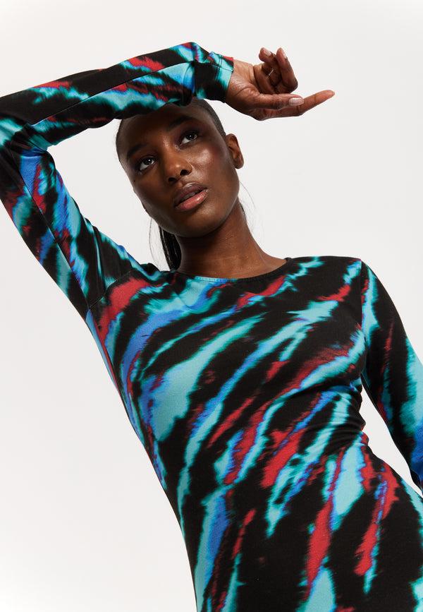House Of Holland Tie Dye Bodycon Midi Dress