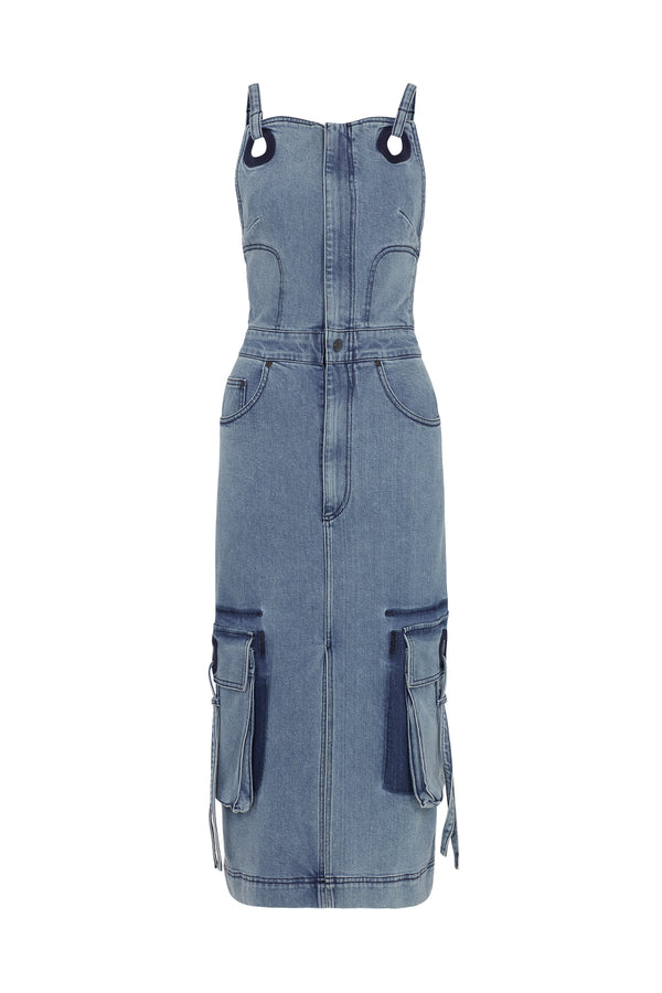 House Of Holland House Of Holland Utility Denim Midi Dress