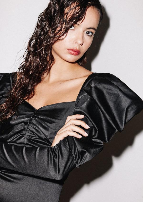 House Of Holland House Of Holland Volume Sleeve Satin Mini Dress