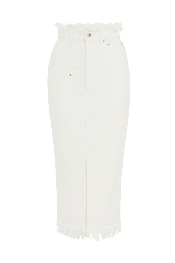 House Of Holland House Of Holland White Denim Midi Skirt