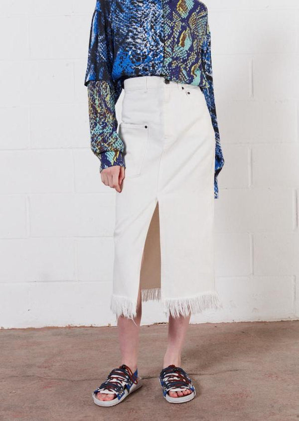 house of holland House of Holland White Denim Midi Skirt