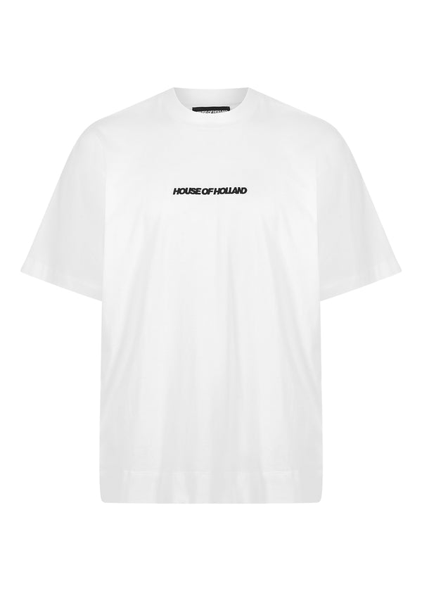 House Of Holland House Of Holland White HOH Oversized Embroidered Tee