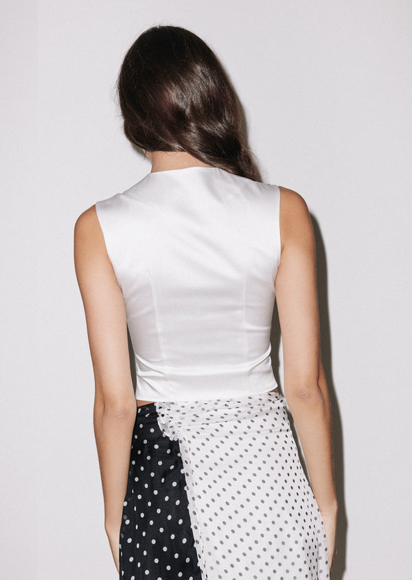 House Of Holland House Of Holland White Satin Tailored Waistcoat