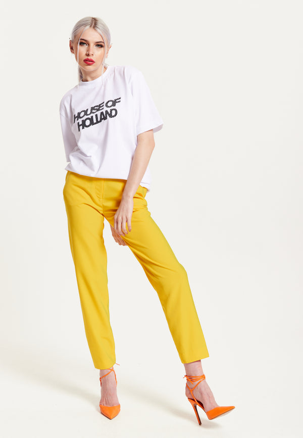 House Of Holland House Of Holland White Transfer Printed T-Shirt With A Small Spot 3D Detail