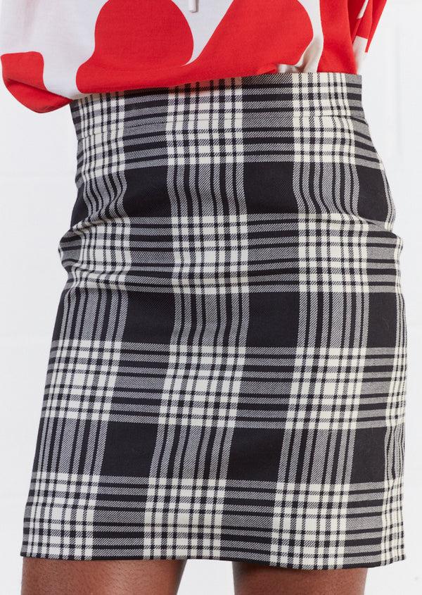 House Of Holland House Of Holland Wool Black And White Check Mini Skirt
