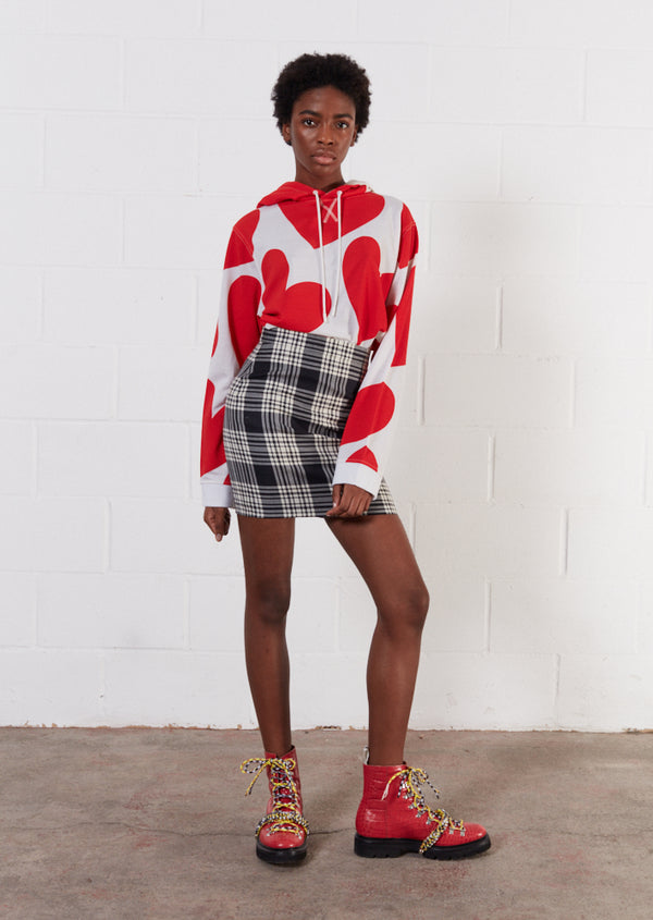 house of holland House of Holland Wool Black And White Check Mini Skirt